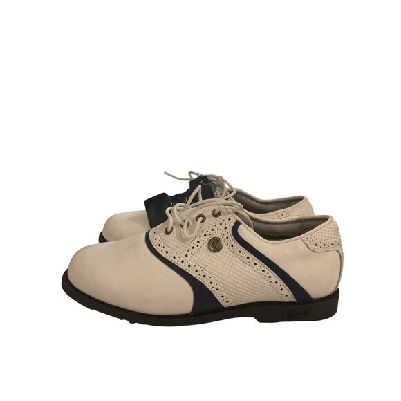 Ashworth Women's size 6.5M White Navy Leather Spikeless Golf Shoes NWT - Picture 3 of 9